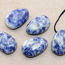 Pendant with leather oval sodalite