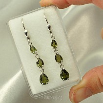 Earrings with moldavites tear Ag 925/1000 8x6mm