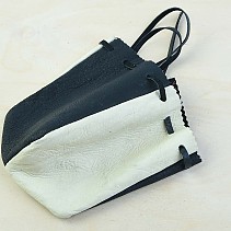 Beige and Black leather purse of 10 cm