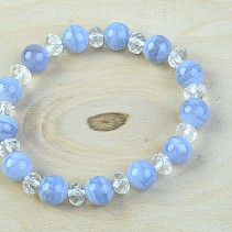 Chalcedony beads bracelet and crystal