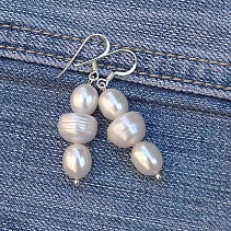 Pearl earrings larger hooks Ag 925/1000