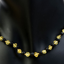 Black-yellow amber necklace (children length) 34 cm