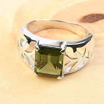 Prsten vltavín stříbro Ag 925/1000 rhodium