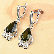 Moldavit drop earrings Ag 925/1000