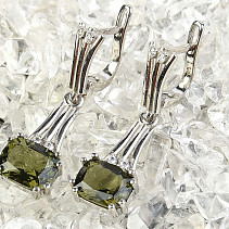 Luxurious earrings with Ag 925/1000 + Rh moldavite