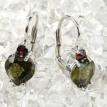 Flower earrings with Ag 925/1000 garnet