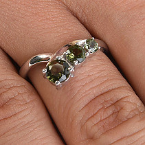 Broušený vltavín prsten standard Ag 925/1000 + Rh