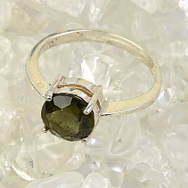 Kulatý prsten s vltavínem 8mm stříbro Ag 925/1000