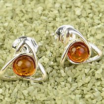 Amber earrings Ag 925/1000 4mm