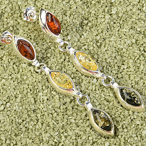 Triangular amber earrings Ag 925/1000 4x8mm