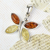 Butterfly Pendant with Ag 925/1000 Jantar