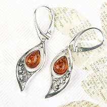 Amber earrings silver decorated with Ag 925/1000 9x6mm