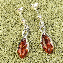 Amber earrings silver Ag 925/1000 12mm