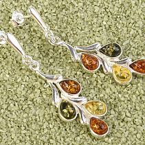 Three-color amber silver earrings Ag 925/1000