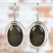 Silver earrings obsidian silver Ag 925/1000