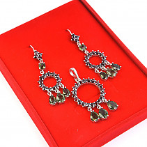 Stříbrná sada šperků vltavíny s granáty Ag 925/1000 + Rh 10.18 + 5.47g