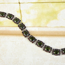 Bracelet with moldavites and garnets Ag 925/1000 20,5cm