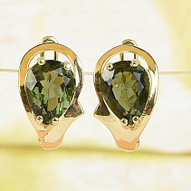 Earrings in gold with moldavite 4.86g Au 585/1000