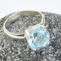 Broušený prsten modrý topaz 10mm Ag 925/1000