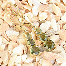 Gold earrings with moldavites 14K Au 585/1000 3.22g