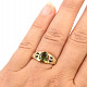 Gold ring with garnets and moldavite gems 14K 3.22g
