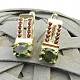 Gold moldavite earrings with garnets Au 585/1000 14K 5.82g