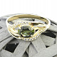 Zlatý prsten vltavín + zirkony Au 585/1000 4,10g