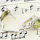 Oval earrings with cut olivine and zircons Ag 925/1000