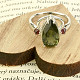 Ring with vltavine in the shape of a drop and garnets Ag 925/1000