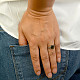Zdobený prstýnek s broušeným vltavínem Ag 925/1000