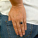 Stříbrný prstýnek s vltavínem a granáty ve tvaru oválu Ag 925/1000