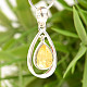 Silver pendant in the shape of a double-sided drop with amber Ag 925/1000