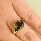 Gold ring in size 59 with vltavine and garnets Au 585/1000 14 carats 4.79g