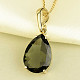 Gold pendant in the shape of a teardrop with vltavitine 3.04g Au 585/1000 14 carats