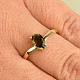 Zlatý prsten ve tvaru kapky s vltavínem velikost 58 Au 585/1000 14 karátů 2,56g
