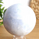 Polished ball of blue calcite 7.6 cm