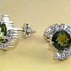 Earrings with zircon and cut moldavites 7 mm Ag 925/1000