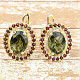 Gold earrings moldavite + garnets Au 585/1000 5.76g