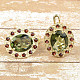 Gold earrings of moldavite and garnet Ag 925/1000 4.71g