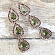 Beautiful earrings with moldavites and Ag 925/1000 garnets