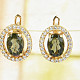 Gold earrings moldavite and zircons Au 585/1000 5.86g