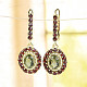 Earrings with moldavite and golden garnet earrings Au 585/1000 6.38g