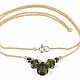 Gold necklace of moldavite and garnets 50cm Au 585/1000 14K 7.71g