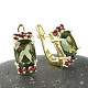 Gold earrings with moldavite and garnets Au 585/1000 5.24g