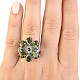 Ring flower with moldavite and garnet Ag 925/1000 + Rh